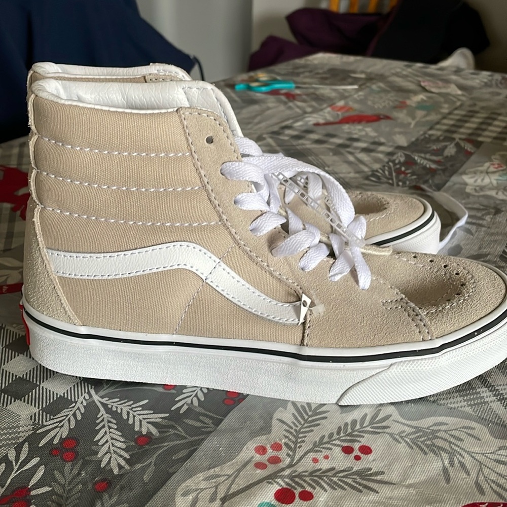 Kids vans high top sneakers size 4 new , no box tan color